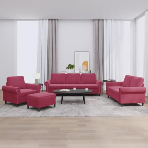 Qnhdfrt Sofa Garnitur 4-TLG Samt Weinrot mit Sessel und Hocker Bequeme Sitzecke für Wohnzimmer Qnhdfrt Sofa Garnitur 4-TLG Samt Weinrot mit Sessel und Hocker Bequeme Sitzecke für Wohnzimmer von Qnhdfrt