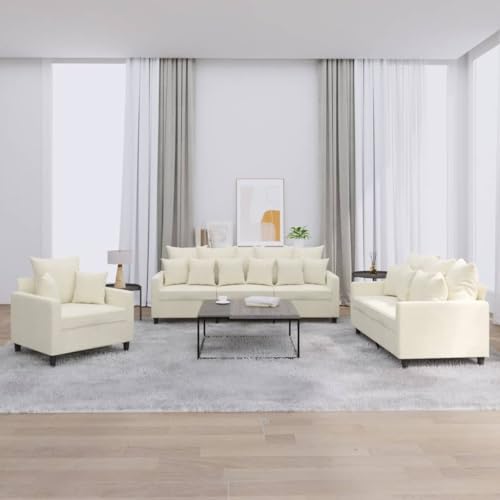 Qnhdfrt Sofa Garnitur Creme Samt 3-teilig mit Kissen Sessel 2-Sitzer 3-Sitzer für Wohnzimmer Balkon Modernes Design Robust und Bequem Qnhdfrt Sofa Garnitur Creme Samt 3-teilig mit Kissen Sessel 2-Sitzer 3-Sitzer für Wohnzimmer Balkon Modernes Design Robust und Bequem von Qnhdfrt