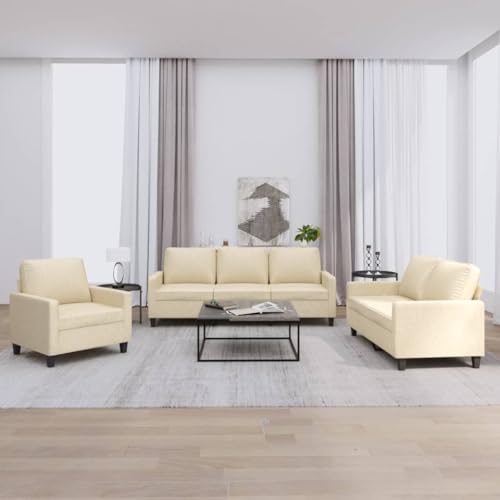 Qnhdfrt Sofa Garnitur Creme Stoff mit Sessel, 2-Sitzer und 3-Sitzer Sofa, Modernes Design, Robust und Bequem für Wohnzimmer Qnhdfrt Sofa Garnitur Creme Stoff mit Sessel, 2-Sitzer und 3-Sitzer Sofa, Modernes Design, Robust und Bequem für Wohnzimmer von Qnhdfrt