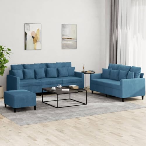 Qnhdfrt Sofa Garnitur Samt Blau mit Hocker 2-Sitzer und 3-Sitzer für Wohnzimmer Bequemes Couch Set mit Kissen Qnhdfrt Sofa Garnitur Samt Blau mit Hocker 2-Sitzer und 3-Sitzer für Wohnzimmer Bequemes Couch Set mit Kissen von Qnhdfrt