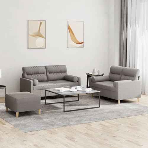Qnhdfrt Sofa Garnitur mit Hocker Taupe Stoff 2-Sitzer klein und groß inklusive Kissen strapazierfähig für Wohnzimmer Balkon Loungebereich Qnhdfrt Sofa Garnitur mit Hocker Taupe Stoff 2-Sitzer klein und groß inklusive Kissen strapazierfähig für Wohnzimmer Balkon Loungebereich von Qnhdfrt