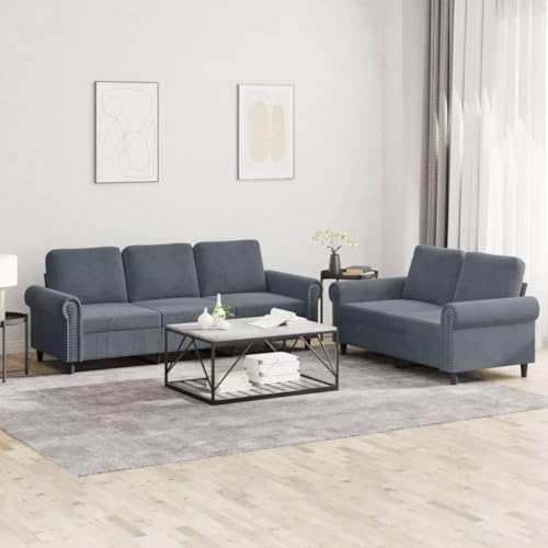 Qnhdfrt Sofa Set 2+3 Sitzer Dunkelgrau Samt Modernes Design Bequeme Sitzgarnitur für Wohnzimmer Sitzecke oder Lounge Qnhdfrt Sofa Set 2+3 Sitzer Dunkelgrau Samt Modernes Design Bequeme Sitzgarnitur für Wohnzimmer Sitzecke oder Lounge von Qnhdfrt