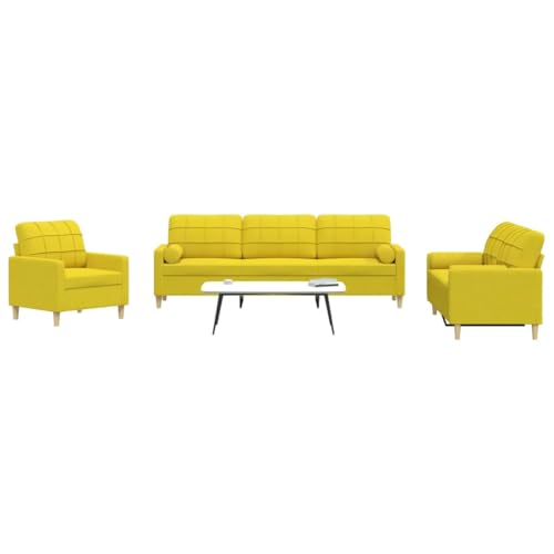 Qnhdfrt Sofa-Set aus Stoff in Hellgelb mit Dekokissen Sessel Zweisitzer Dreisitzer für Wohnzimmer Qnhdfrt Sofa-Set aus Stoff in Hellgelb mit Dekokissen Sessel Zweisitzer Dreisitzer für Wohnzimmer von Qnhdfrt