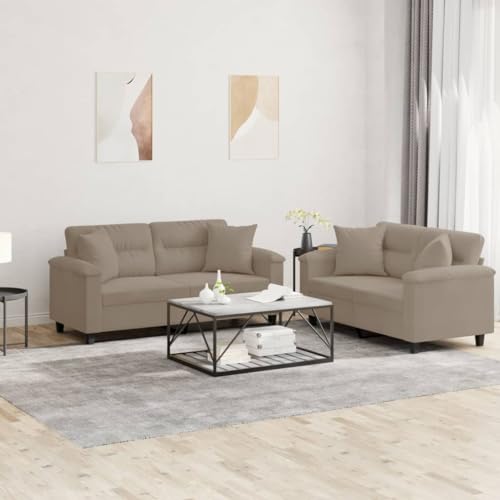 Qnhdfrt Sofagarnitur 2-Sitzer mit Kissen Taupe Mikrofasergewebe Robust und Bequem für Wohnzimmer Balkon Qnhdfrt Sofagarnitur 2-Sitzer mit Kissen Taupe Mikrofasergewebe Robust und Bequem für Wohnzimmer Balkon von Qnhdfrt