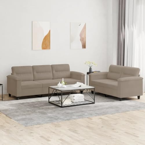 Qnhdfrt Sofagarnitur 2-TLG. Taupe Mikrofasergewebe mit Kissen Bequemes Sofa Set für Wohnzimmer Lounge Bereich 2-Sitzer und 3-Sitzer Langlebig Robust Qnhdfrt Sofagarnitur 2-TLG. Taupe Mikrofasergewebe mit Kissen Bequemes Sofa Set für Wohnzimmer Lounge Bereich 2-Sitzer und 3-Sitzer Langlebig Robust von Qnhdfrt