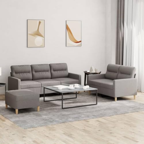 Qnhdfrt Sofagarnitur 3-TLG in Taupe mit Hocker - Bequemes Sofa Set aus strapazierfähigem Stoff für Wohnzimmer und kleine Räume von Qnhdfrt