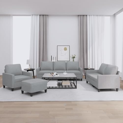 Qnhdfrt Sofagarnitur 4-TLG. mit Kissen Sessel 2-Sitzer 3-Sitzer und Hocker aus Stoff Hellgrau für Wohnzimmer Balkon Jugendzimmer – Robustes Gestell Bequeme Polsterung Qnhdfrt Sofagarnitur 4-TLG. mit Kissen Sessel 2-Sitzer 3-Sitzer und Hocker aus Stoff Hellgrau für Wohnzimmer Balkon Jugendzimmer – Robustes Gestell Bequeme Polsterung von Qnhdfrt