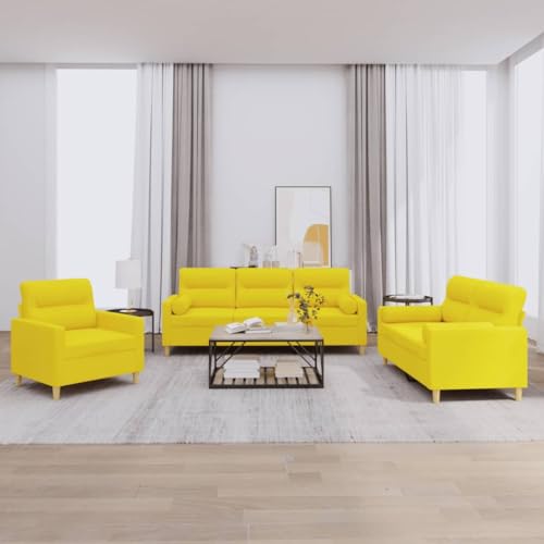 Qnhdfrt Sofagarnitur Set Hellgelb Polyester Sessel Zweisitzer Dreisitzer Sofa Couch Wohnlandschaft mit Rollkissen Bequem und Robust für Wohnzimmer Balkon Qnhdfrt Sofagarnitur Set Hellgelb Polyester Sessel Zweisitzer Dreisitzer Sofa Couch Wohnlandschaft mit Rollkissen Bequem und Robust für Wohnzimmer Balkon von Qnhdfrt