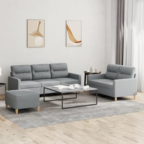 Qnhdfrt Sofagarnitur Set Hellgrau mit 2-Sitzer Sofa 3-Sitzer Sofa und Fußhocker - Bequeme Polsterung Robustes Gestell für Wohnzimmer Lounge oder Essbereich Qnhdfrt Sofagarnitur Set Hellgrau mit 2-Sitzer Sofa 3-Sitzer Sofa und Fußhocker - Bequeme Polsterung Robustes Gestell für Wohnzimmer Lounge oder Essbereich von Qnhdfrt