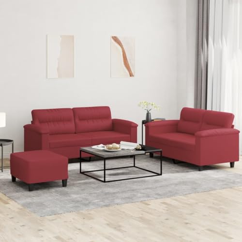Qnhdfrt Sofagarnitur Set Weinrot Kunstleder 2-Sitzer Sofa und Fußhocker mit Kissen für Wohnzimmer Balkon Qnhdfrt Sofagarnitur Set Weinrot Kunstleder 2-Sitzer Sofa und Fußhocker mit Kissen für Wohnzimmer Balkon von Qnhdfrt
