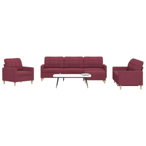 Qnhdfrt Sofagarnitur Set mit Sessel, 2-Sitzer Sofa, 3-Sitzer Couch und Fußhocker in Weinrot Stoff für Wohnzimmer und Wohnlandschaft Bequeme Polsterung Qnhdfrt Sofagarnitur Set mit Sessel, 2-Sitzer Sofa, 3-Sitzer Couch und Fußhocker in Weinrot Stoff für Wohnzimmer und Wohnlandschaft Bequeme Polsterung von Qnhdfrt
