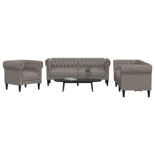 Qnhdfrt Sofagarnitur Taupe Stoff Set mit Sessel 2-Sitzer Sofa 3-Sitzer Sofa für Wohnzimmer Lounge Modernes Design Bequeme Sitzgelegenheit von Qnhdfrt