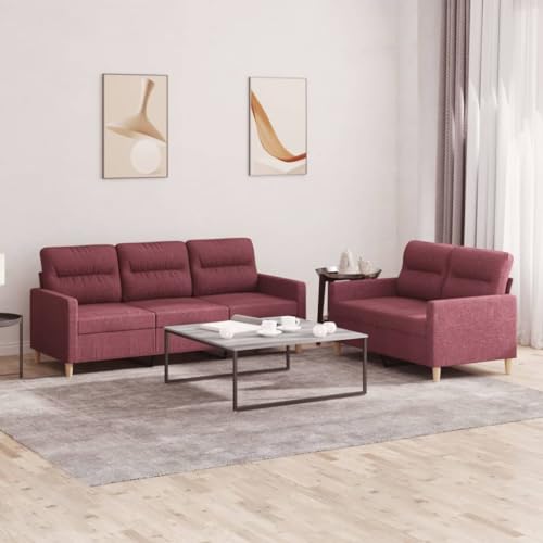 Qnhdfrt Sofagarnitur Weinrot Stoff mit Kissen 2-TLG. Set inkl. 2-Sitzer und 3-Sitzer Couch Sofa für Wohnzimmer Balkon Lounge Bequem Robust Qnhdfrt Sofagarnitur Weinrot Stoff mit Kissen 2-TLG. Set inkl. 2-Sitzer und 3-Sitzer Couch Sofa für Wohnzimmer Balkon Lounge Bequem Robust von Qnhdfrt