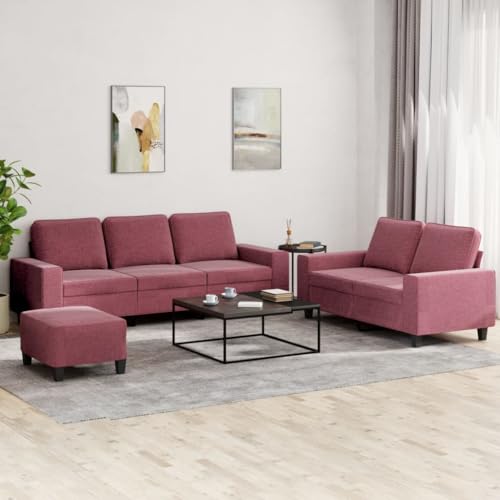 Qnhdfrt Sofagarnitur aus Stoff in Weinrot 2-Sitzer und 3-Sitzer mit Fußhocker Bequeme Sitzgruppe für Wohnzimmer Balkon oder Lounge Robustes Design Qnhdfrt Sofagarnitur aus Stoff in Weinrot 2-Sitzer und 3-Sitzer mit Fußhocker Bequeme Sitzgruppe für Wohnzimmer Balkon oder Lounge Robustes Design von Qnhdfrt