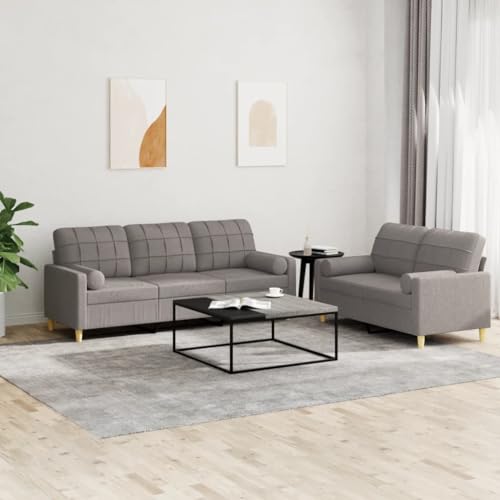 Qnhdfrt Sofagarnitur mit Kissen Taupe Stoff: 2-Sitzer und 3-Sitzer Sofa Set für Wohnzimmer, Bequemes Design mit Robustem Gestell und Strapazierfähigem Polyester von Qnhdfrt