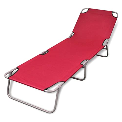 Qnhdfrt Sonnenliege Klappbar mit Verstellbarer Rückenlehne aus Pulverbeschichtetem Stahl Rot für Strand, Garten und Camping Qnhdfrt Sonnenliege Klappbar mit Verstellbarer Rückenlehne aus Pulverbeschichtetem Stahl Rot für Strand, Garten und Camping von Qnhdfrt