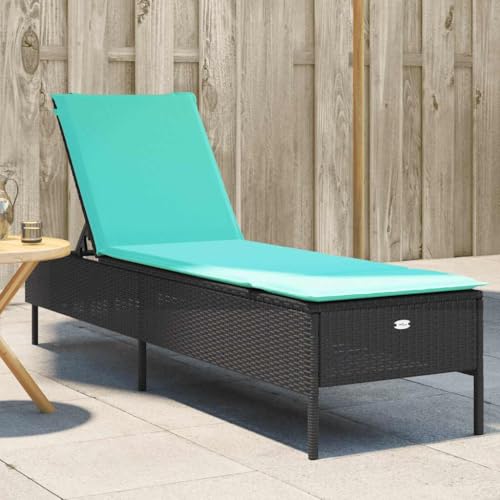 Qnhdfrt Sonnenliege Schwarz Poly Rattan 198 x 55 cm klappbar verstellbare Rückenlehne mit 3 cm Kissen Gartenliege Strandliege Outdoor Relaxliege für Garten Balkon Terrasse Qnhdfrt Sonnenliege Schwarz Poly Rattan 198 x 55 cm klappbar verstellbare Rückenlehne mit 3 cm Kissen Gartenliege Strandliege Outdoor Relaxliege für Garten Balkon Terrasse von Qnhdfrt