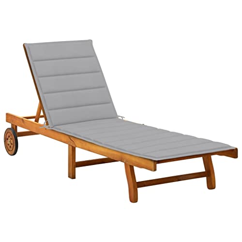 Qnhdfrt Sonnenliege aus Akazien-Massivholz mit Verstellbarer Rückenlehne und Fußstütze, graue Polsterauflage, Outdoor Relaxliege für Garten, Balkon und Poolbereich Qnhdfrt Sonnenliege aus Akazien-Massivholz mit Verstellbarer Rückenlehne und Fußstütze, graue Polsterauflage, Outdoor Relaxliege für Garten, Balkon und Poolbereich von Qnhdfrt