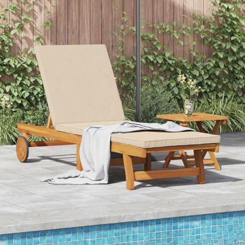 Qnhdfrt Sonnenliege aus Akazienholz 63x199x85 cm Braun verstellbare Relaxliege mit Outdoor-Kissen Massivholz Gartenliege modernes Design für Terrasse Balkon und Garten von Qnhdfrt