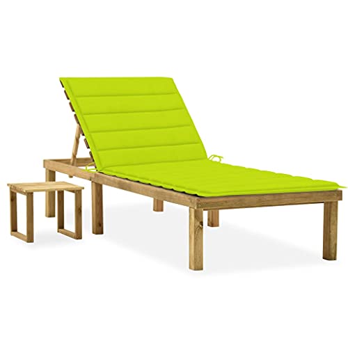 Qnhdfrt Sonnenliege aus Kiefernholz mit Verstellbarer Rückenlehne, Auflage und Tisch - Strandliege und Gartenliege für Outdoor-Entspannung von Qnhdfrt
