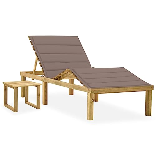 Qnhdfrt Sonnenliege aus Kiefernholz mit Verstellbarer Rückenlehne, Fußstütze und praktischem Tisch, inklusive Taupe Auflage für Garten, Balkon und Strand Qnhdfrt Sonnenliege aus Kiefernholz mit Verstellbarer Rückenlehne, Fußstütze und praktischem Tisch, inklusive Taupe Auflage für Garten, Balkon und Strand von Qnhdfrt