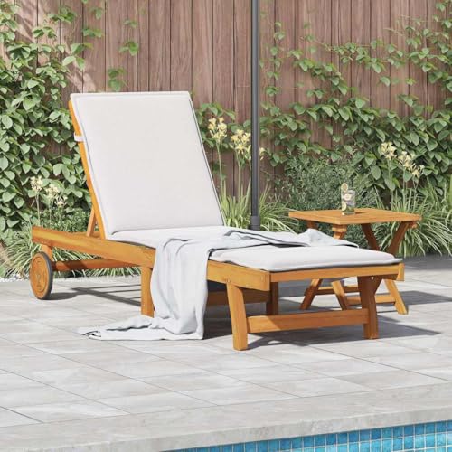 Qnhdfrt Sonnenliege aus Massivholz Akazie mit Verstellbarer Rückenlehne und Beistelltisch Klappbar & transportabel für Garten, Terrasse und Poolbereich von Qnhdfrt