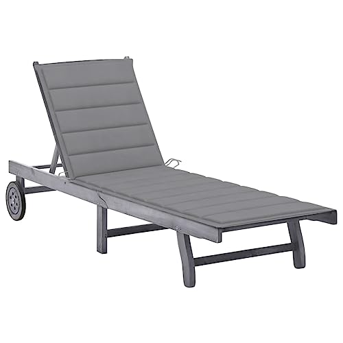 Qnhdfrt Sonnenliege aus Massivholz Grau mit Verstellbarer Rückenlehne und Fußstütze, Bequeme Relaxliege für Garten, Balkon und Poolbereich Qnhdfrt Sonnenliege aus Massivholz Grau mit Verstellbarer Rückenlehne und Fußstütze, Bequeme Relaxliege für Garten, Balkon und Poolbereich von Qnhdfrt