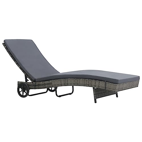 Qnhdfrt Sonnenliege aus PE-Rattan Anthrazit mit Verstellbarer Rückenlehne und Auflage – Robust & Wetterfest für Garten, Balkon und Terrasse von Qnhdfrt