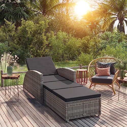 Qnhdfrt Sonnenliege aus PE-Rattan Grau mit Verstellbarer Rückenlehne und Dunkelgrauer Auflage – Langlebige Gartenliege für Terrasse, Pool und Balkon Qnhdfrt Sonnenliege aus PE-Rattan Grau mit Verstellbarer Rückenlehne und Dunkelgrauer Auflage – Langlebige Gartenliege für Terrasse, Pool und Balkon von Qnhdfrt