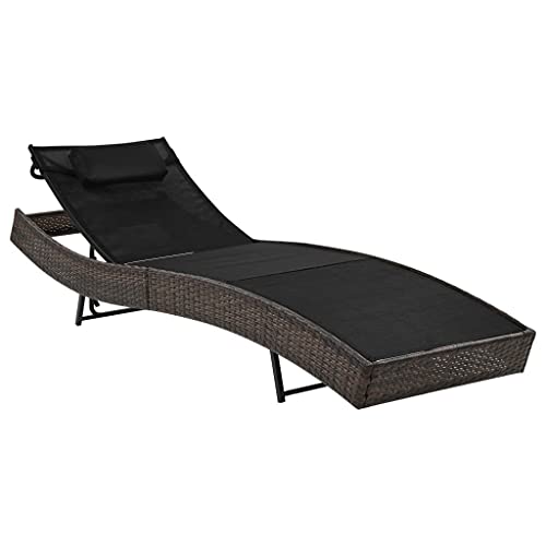 Qnhdfrt Sonnenliege aus PE-Rattan und Stahl Braun Schwarz Verstellbare Rückenlehne für Garten Terrasse und Pool von Qnhdfrt