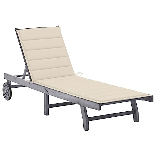 Qnhdfrt Sonnenliege aus massivem Akazienholz Grau mit Verstellbarer Rückenlehne und Fußstütze, Bequeme Relaxliege für Garten, Balkon und Poolbereich Qnhdfrt Sonnenliege aus massivem Akazienholz Grau mit Verstellbarer Rückenlehne und Fußstütze, Bequeme Relaxliege für Garten, Balkon und Poolbereich von Qnhdfrt
