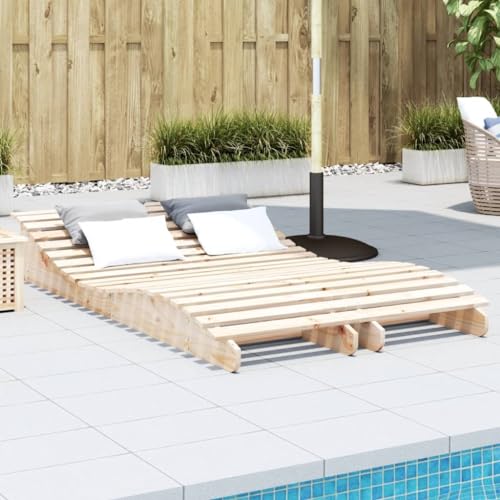 Qnhdfrt Sonnenliege aus massivem Kiefernholz für Garten, Pool und Balkon - Robustes Design mit ergonomischer S-Form von Qnhdfrt