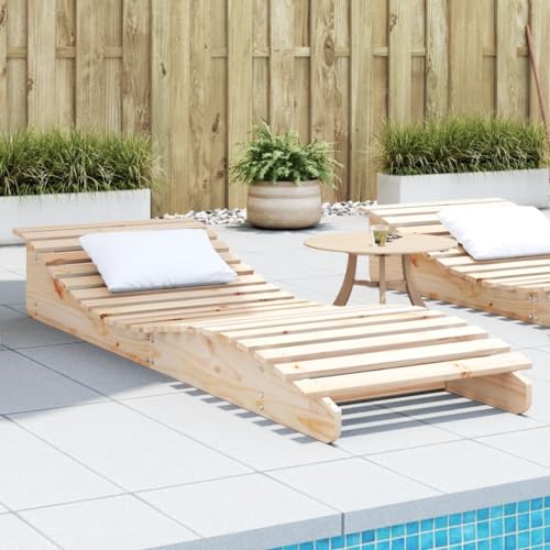 Qnhdfrt Sonnenliege aus massivem Kiefernholz für Garten, Terrasse und Pool - Robustes Design mit ergonomischer S-Form Liegefläche von Qnhdfrt