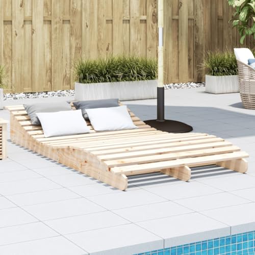 Qnhdfrt Sonnenliege aus massivem Kiefernholz für Garten, Terrasse und Poolbereich | Robuste Strandliege mit ergonomischer S-Form | Outdoor-Liegestuhl mit Latten-Design von Qnhdfrt
