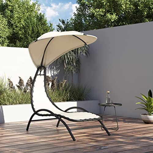 Qnhdfrt Sonnenliege mit Dach Creme Outdoor Strandliege Gartenliege aus strapazierfähigem Textilene und pulverbeschichtetem Stahl für Garten, Balkon und Strand Qnhdfrt Sonnenliege mit Dach Creme Outdoor Strandliege Gartenliege aus strapazierfähigem Textilene und pulverbeschichtetem Stahl für Garten, Balkon und Strand von Qnhdfrt
