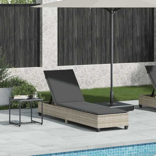 Qnhdfrt Sonnenliege mit Verstellbarer Rückenlehne PE-Rattan Hellgrau Gartenliege Strandliege Outdoor Relaxliege für Garten Balkon und Strand Qnhdfrt Sonnenliege mit Verstellbarer Rückenlehne PE-Rattan Hellgrau Gartenliege Strandliege Outdoor Relaxliege für Garten Balkon und Strand von Qnhdfrt
