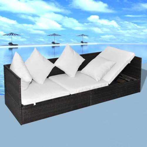 Qnhdfrt Sonnenliege verstellbare Rückenlehne Poly Rattan Braun Modernes Design für Garten Terrasse und Poolbereich von Qnhdfrt