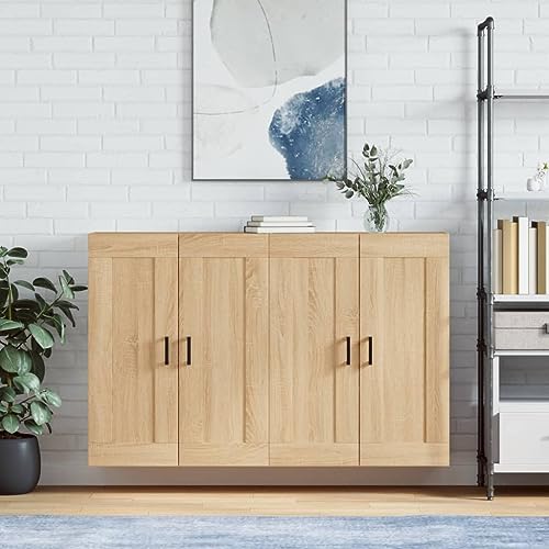 Qnhdfrt Sonoma-Eiche Wandschrank 2er Set 69,5 x 34 x 90 cm Holzwerkstoff mit Eisenelementen platzsparende Hängeschränke Modernes Design Robuste Aufbewahrung für Living Room Küche Flur Esszimmer Qnhdfrt Sonoma-Eiche Wandschrank 2er Set 69,5 x 34 x 90 cm Holzwerkstoff mit Eisenelementen platzsparende Hängeschränke Modernes Design Robuste Aufbewahrung für Living Room Küche Flur Esszimmer von Qnhdfrt
