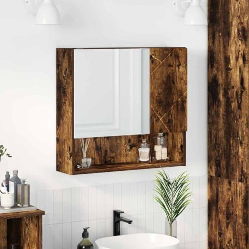 Qnhdfrt Spiegelschrank Räuchereiche 59x55 cm Badmöbel mit 5 Regalen Schmaler Badezimmerschrank aus Holzwerkstoff Modernes Design für Badezimmer Flur Gäste WC Qnhdfrt Spiegelschrank Räuchereiche 59x55 cm Badmöbel mit 5 Regalen Schmaler Badezimmerschrank aus Holzwerkstoff Modernes Design für Badezimmer Flur Gäste WC von Qnhdfrt