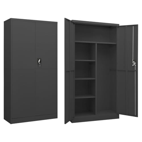 Qnhdfrt Spindschrank Anthrazit 90x40x180 cm Stahl Aufbewahrungsschrank mit 4 Einlegeböden und 3-Punkt-Verriegelung Robust & Langlebig für Büro Werkstatt oder Outdoor Qnhdfrt Spindschrank Anthrazit 90x40x180 cm Stahl Aufbewahrungsschrank mit 4 Einlegeböden und 3-Punkt-Verriegelung Robust & Langlebig für Büro Werkstatt oder Outdoor von Qnhdfrt