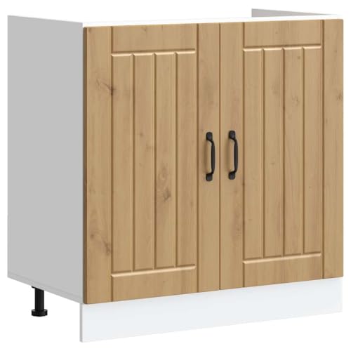 Qnhdfrt Spülenunterschrank Küchenschrank Artisan-Eiche Holzwerkstoff 80x46x81.5cm mit verstellbaren Füßen für optimale Küchenorganisation robust und langlebig von Qnhdfrt