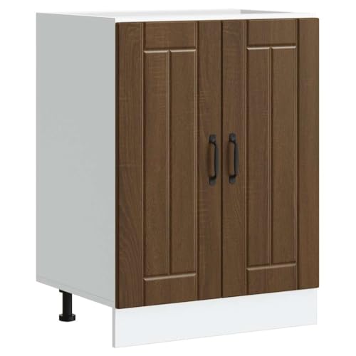 Qnhdfrt Spülenunterschrank Küchenschrank in Braun Eichen-Optik aus Holzwerkstoff 60x46x81.5cm mit verstellbaren Füßen für praktische Aufbewahrung in der Küche von Qnhdfrt