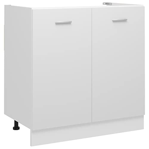 Qnhdfrt Spülenunterschrank Lyon Weiß 80x46x81,5 cm Holzwerkstoff Küchenschrank mit Regalboden und Zwei Türen Schlichtes Design für Küchenorganisation und Aufbewahrung von Qnhdfrt