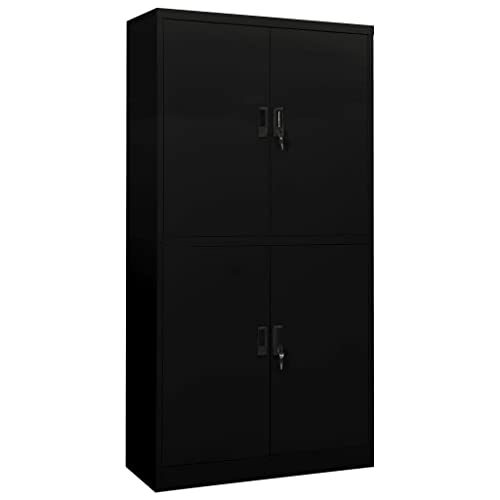 Qnhdfrt Stahl Aktenschrank Schwarz 90x40x180 cm mit 4 Türen, Verstellbaren Einlegeböden und Schloss - Robuster Aufbewahrungsschrank für Büro, Werkstatt und Lager Qnhdfrt Stahl Aktenschrank Schwarz 90x40x180 cm mit 4 Türen, Verstellbaren Einlegeböden und Schloss - Robuster Aufbewahrungsschrank für Büro, Werkstatt und Lager von Qnhdfrt