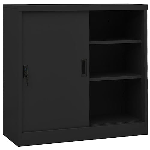 Qnhdfrt Stahl Aktenschrank mit Schiebetür Anthrazit 90x40x90 cm Organizer Aufbewahrungsschrank für Dokumente und Ordner Qnhdfrt Stahl Aktenschrank mit Schiebetür Anthrazit 90x40x90 cm Organizer Aufbewahrungsschrank für Dokumente und Ordner von Qnhdfrt