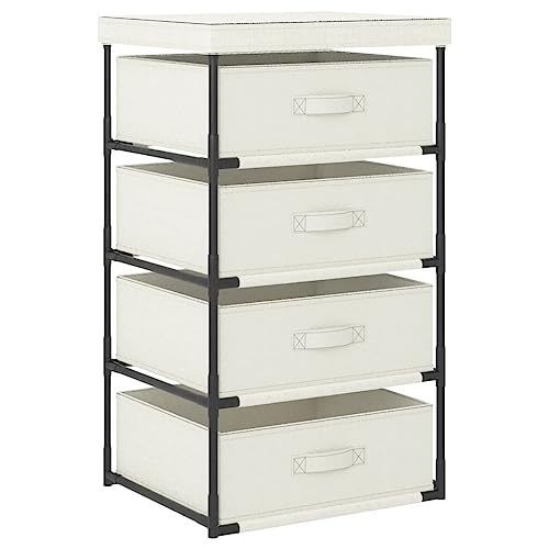 Qnhdfrt Stahl Aufbewahrungsregal mit 4 Stoffkörben Creme 45x38x80 cm Leicht Organizer Lager für Haus Küche Bad von Qnhdfrt
