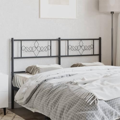 Qnhdfrt Stahl Kopfteil Bett 160 cm Schwarz Modernes Design Robuste Metallkonstruktion Stabiler Halt Kopfende Kopfteil für 160 cm Breite Matratzen Schlafzimmer Rückenlehne Lesen Fernsehen von Qnhdfrt