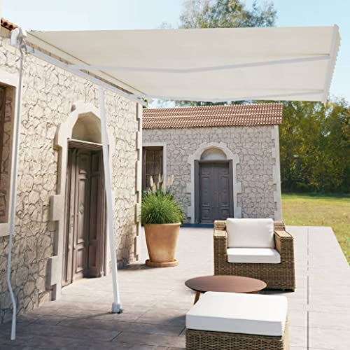 Qnhdfrt Standmarkise Freistehend Ausziehbar 350x250 cm Creme Weiß für Terrasse Garten Balkon Terrassenüberdachung mit Kurbel von Qnhdfrt
