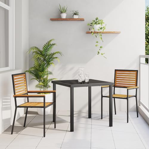 Qnhdfrt Stapelbare Gartenstühle 2er-Pack Schwarz Poly Rattan Design mit wasserabweisender Oberfläche, ergonomische Outdoor Sitzmöbel für Balkon Terrasse Garten von Qnhdfrt