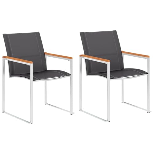 Qnhdfrt Stapelbare Gartenstühle 2er Set Textilene Edelstahl Grau mit Akazienholz für Garten Balkon Terrasse – Robust und Langlebig Qnhdfrt Stapelbare Gartenstühle 2er Set Textilene Edelstahl Grau mit Akazienholz für Garten Balkon Terrasse – Robust und Langlebig von Qnhdfrt